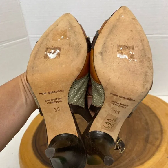 Mac collection Stenciled heart Retro leather Slingback Kitten Heels - Picture 5 of 7